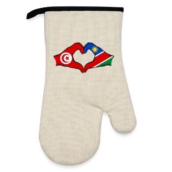 Tunisia Namibia Flag Hands Heart Shape Used - Oven glove with rubber coating - linen/black  - Front