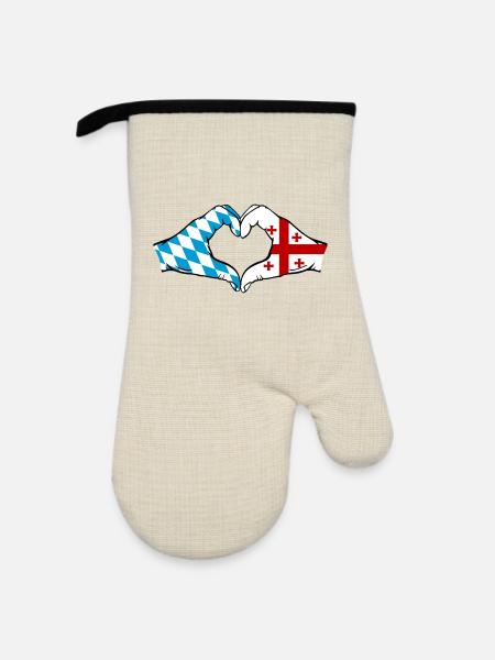 Bayern Georgien Flagge Herz - Ofenhandschuh mit Gummibeschichtung - Leinen/Schwarz