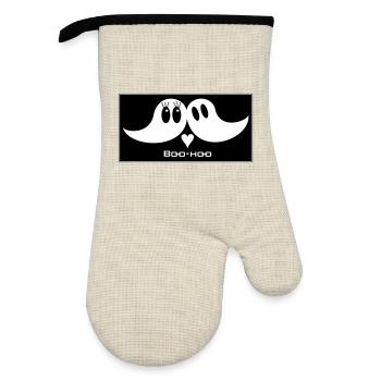 Ghosts, dear - Oven glove with rubber coating - linen/black  - Front