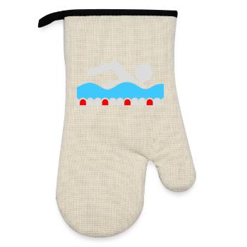 Swimmer, Pictogram, Freestyle, Wave, Pool, Sport - Oven glove with rubber coating - linen/black  - Front