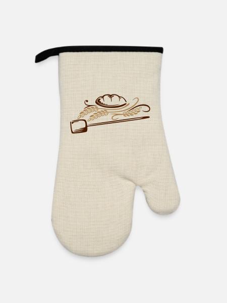 Bäcker, Bäckerei, Brot, Getreide - Ofenhandschuh mit Gummibeschichtung - Leinen/Schwarz