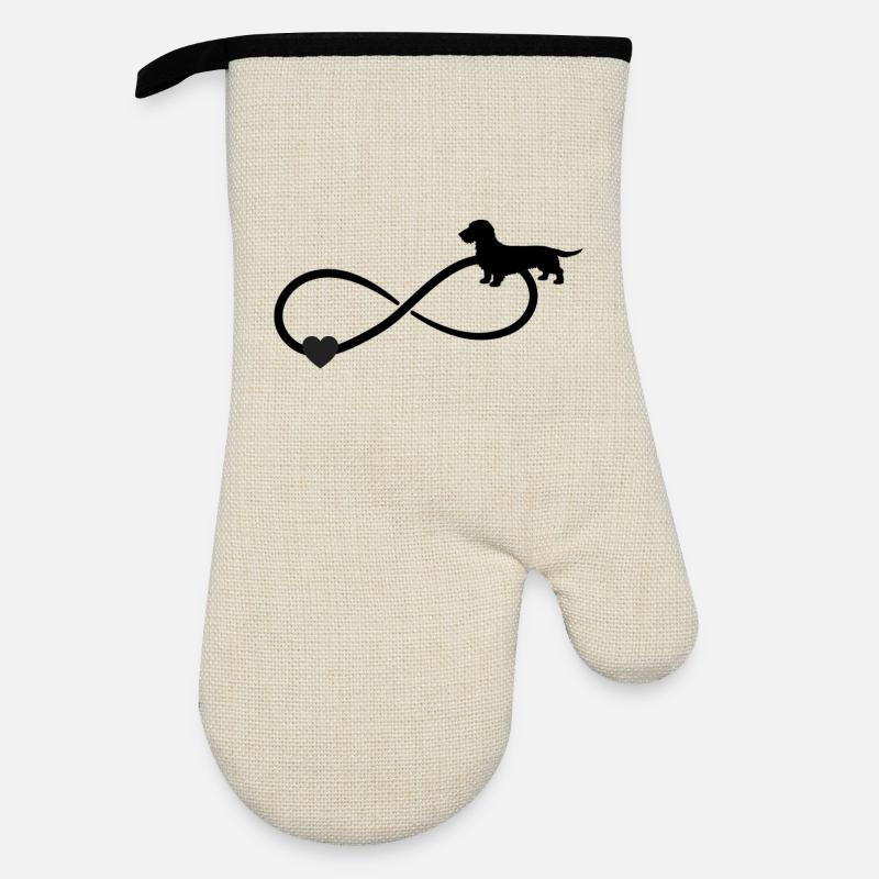 Wire-haired Dachshund Dachshund Infinity - Oven glove with rubber coating - linen/black 