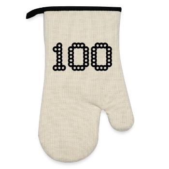 100. ANNIVERSAIRE. HAPPY BIRTHDAY - Gant de cuisine avec revêtement en caoutchouc - lin/noir  - Devant