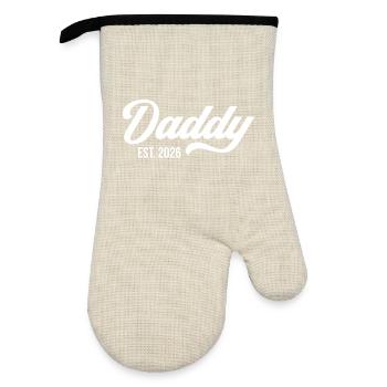Daddy Est. 2026 - Oven glove with rubber coating - linen/black  - Front
