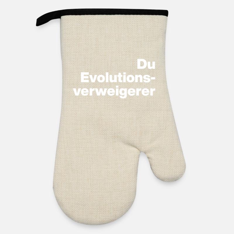 YOU EVOLUTION DENIER. SARCASM, NAUGHTY - Oven glove with rubber coating - linen/black 