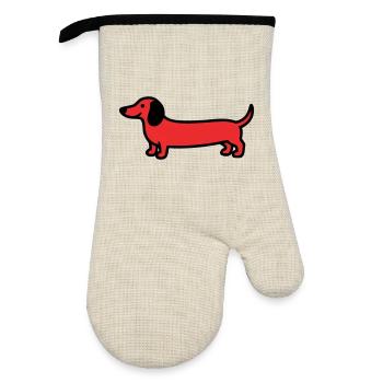 Hunting Dog Dachshund Profile Vector - Oven glove with rubber coating - linen/black  - Front