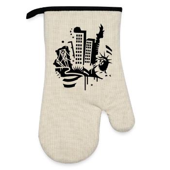 A New-York City Design dans le style de graffiti - Gant de cuisine avec revêtement en caoutchouc - lin/noir  - Devant
