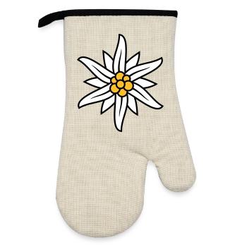 Edelweiss Bergblume Logo - Ofenhandschuh mit Gummibeschichtung - Leinen/Schwarz  - Vorne