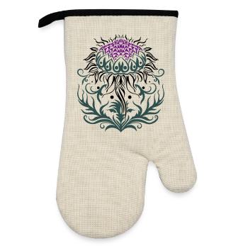 Thistle purple Thistle - Oven glove with rubber coating - linen/black  - Front