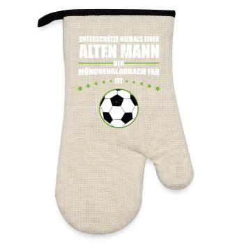 Alter Mann - Mönchengladbach Fan | Retro Vintage - Ofenhandschuh mit Gummibeschichtung - Leinen/Schwarz  - Vorne