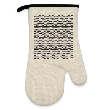 Noir Stripe pixelled Glitch Grid - Oven glove with rubber coating - linen/black  - Front