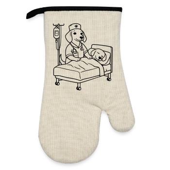 Édition chien de soins de clinique - Gant de cuisine avec revêtement en caoutchouc - lin/noir  - Devant