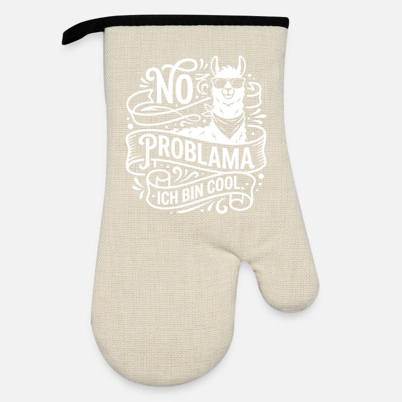 No Problama Lama Cool - Oven glove with rubber coating - linen/black 