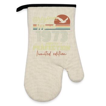 Birthday March 1973 - Oven glove with rubber coating - linen/black  - Front