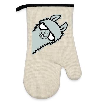 lama mentant nerd de lunettes arrogant animal drôle - Gant de cuisine avec revêtement en caoutchouc - lin/noir  - Devant