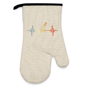 Veterinary Syringe ECG - Oven glove with rubber coating - linen/black  - Front