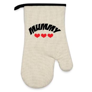 Mom of the Year - Mother's Day - Oven glove with rubber coating - linen/black  - Front
