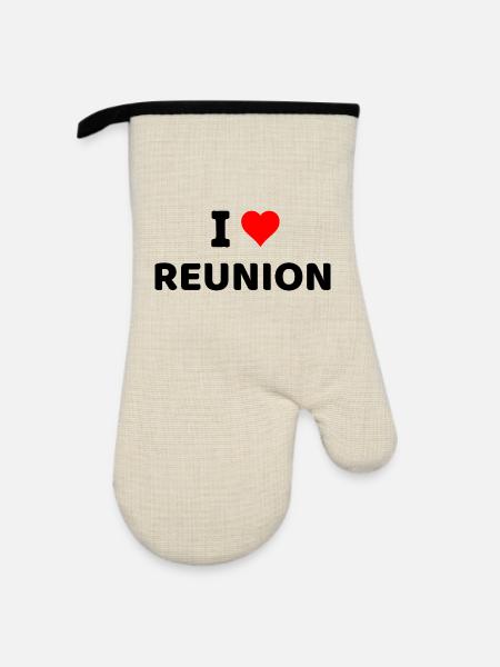 Ich liebe La Réunion - Ofenhandschuh mit Gummibeschichtung - Leinen/Schwarz 