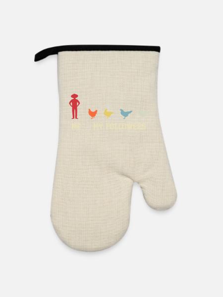 ich meine follower Hühner  - Ofenhandschuh mit Gummibeschichtung - Leinen/Schwarz 