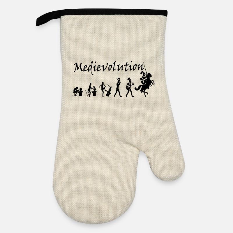 Medievolution – Medieval Evolution - Oven glove with rubber coating - linen/black 