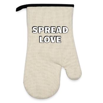 Spread Love Fett Schwarz Weiß Typografie - Ofenhandschuh mit Gummibeschichtung - Leinen/Schwarz  - Vorne