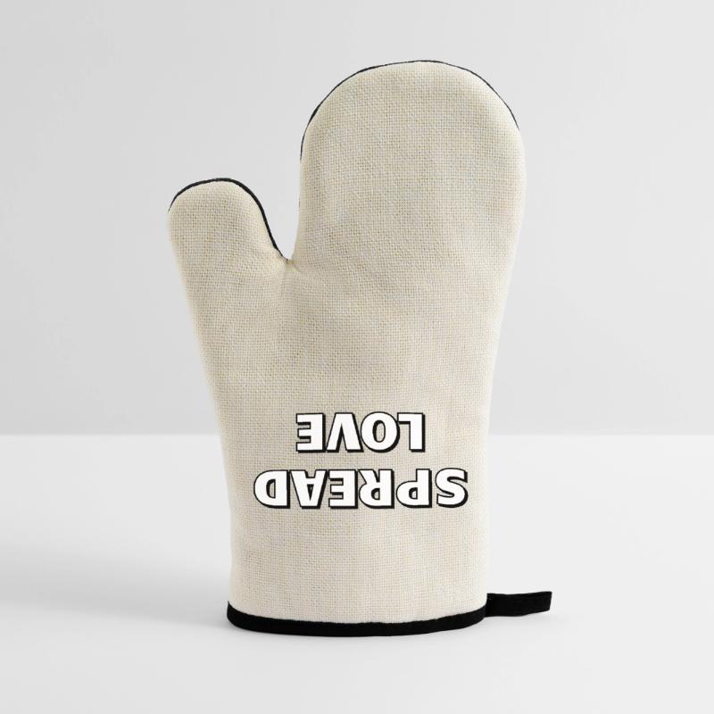 Diffuser l’amour Gros Noir Blanc Typographie Gant de cuisine avec revêtement en caoutchouc