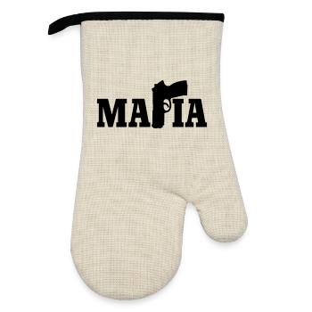 Mafia - Oven glove with rubber coating - linen/black  - Front