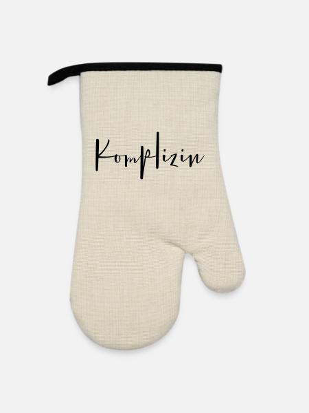 Komplizin Partnerin Freundin Ehefrau - Ofenhandschuh mit Gummibeschichtung - Leinen/Schwarz