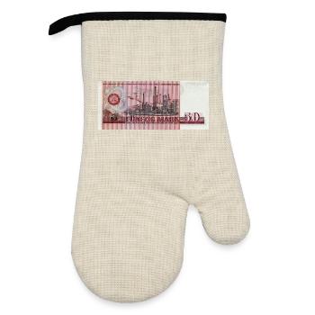 50 Marks of the GDR - Oven glove with rubber coating - linen/black  - Front