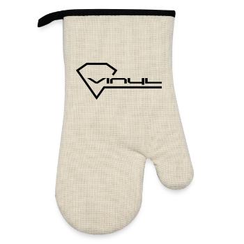 vinyl - Oven glove with rubber coating - linen/black  - Front
