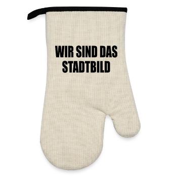wir sind das stadtbild - Ofenhandschuh mit Gummibeschichtung - Leinen/Schwarz  - Vorne