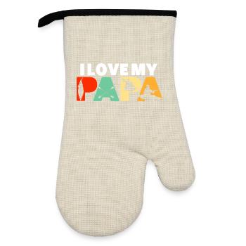 I Love My Papa Kayaking Canoe Water Sports Grandpa - Oven glove with rubber coating - linen/black  - Front