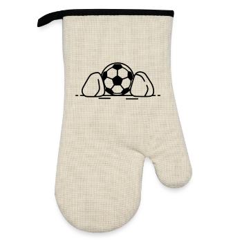 Vecteur d’icônes de coup d’envoi du ballon de football au sol - Gant de cuisine avec revêtement en caoutchouc - lin/noir  - Devant