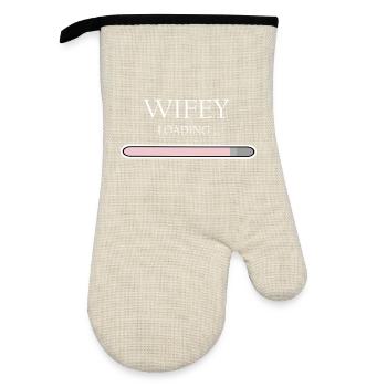 Wifey Loading Progress, Engagement & Wedding - Oven glove with rubber coating - linen/black  - Front
