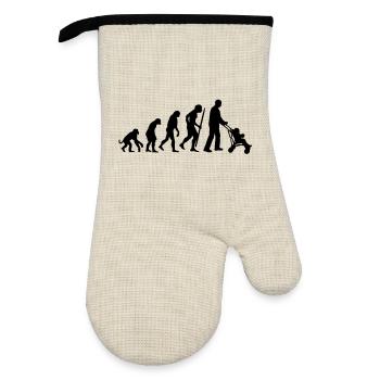 Evolution of the the (grand)fatherhood - Oven glove with rubber coating - linen/black  - Front