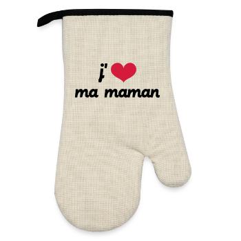J'aime ma Maman - Gant de cuisine avec revêtement en caoutchouc - lin/noir  - Devant