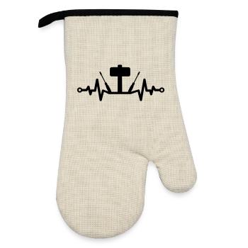Outil Heartbeat – Marteau et tournevis - Gant de cuisine avec revêtement en caoutchouc - lin/noir  - Devant