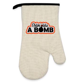 Calm Like Bomb Paradox Ironie Humor Explosiv Witz - Ofenhandschuh mit Gummibeschichtung - Leinen/Schwarz  - Vorne