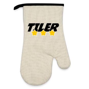 Tiler – pro tile laying precision trade - Oven glove with rubber coating - linen/black  - Front