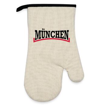 München Schrift zweifarbig - Ofenhandschuh mit Gummibeschichtung - Leinen/Schwarz  - Vorne