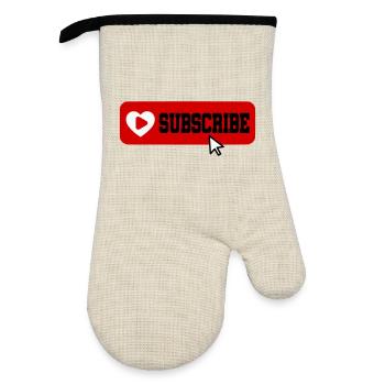 Fabelhaftes Symbol für die Schaltfläche "Abonnieren" des YouTube-Kanals - Ofenhandschuh mit Gummibeschichtung - Leinen/Schwarz  - Vorne