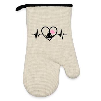 Yoga Coeur Femme Silhouette Lotus Bien-être - Gant de cuisine avec revêtement en caoutchouc - lin/noir  - Devant