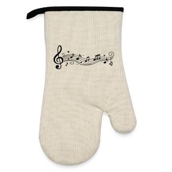 Musical Notes Melody Clefs - Oven glove with rubber coating - linen/black  - Front
