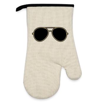 Iconic Gold & Black Aviator Goggles - Oven glove with rubber coating - linen/black  - Front