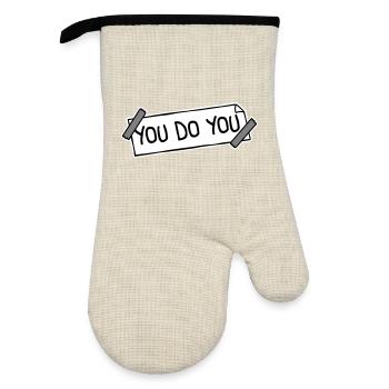 You Do You Funny Self-Confidence Freedom Logo - Oven glove with rubber coating - linen/black  - Front