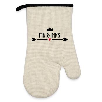 wedding - Oven glove with rubber coating - linen/black  - Front