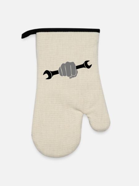 Faust Schraubenschlüssel - Ofenhandschuh mit Gummibeschichtung - Leinen/Schwarz