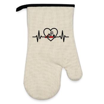 Herz Kart – Passion Racing - Oven glove with rubber coating - linen/black  - Front