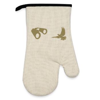 Minimalist Bird Watching Silhouette - Oven glove with rubber coating - linen/black  - Front