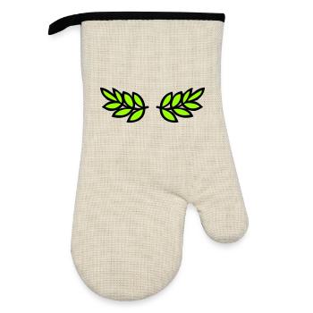 Laurel wreath - Oven glove with rubber coating - linen/black  - Front